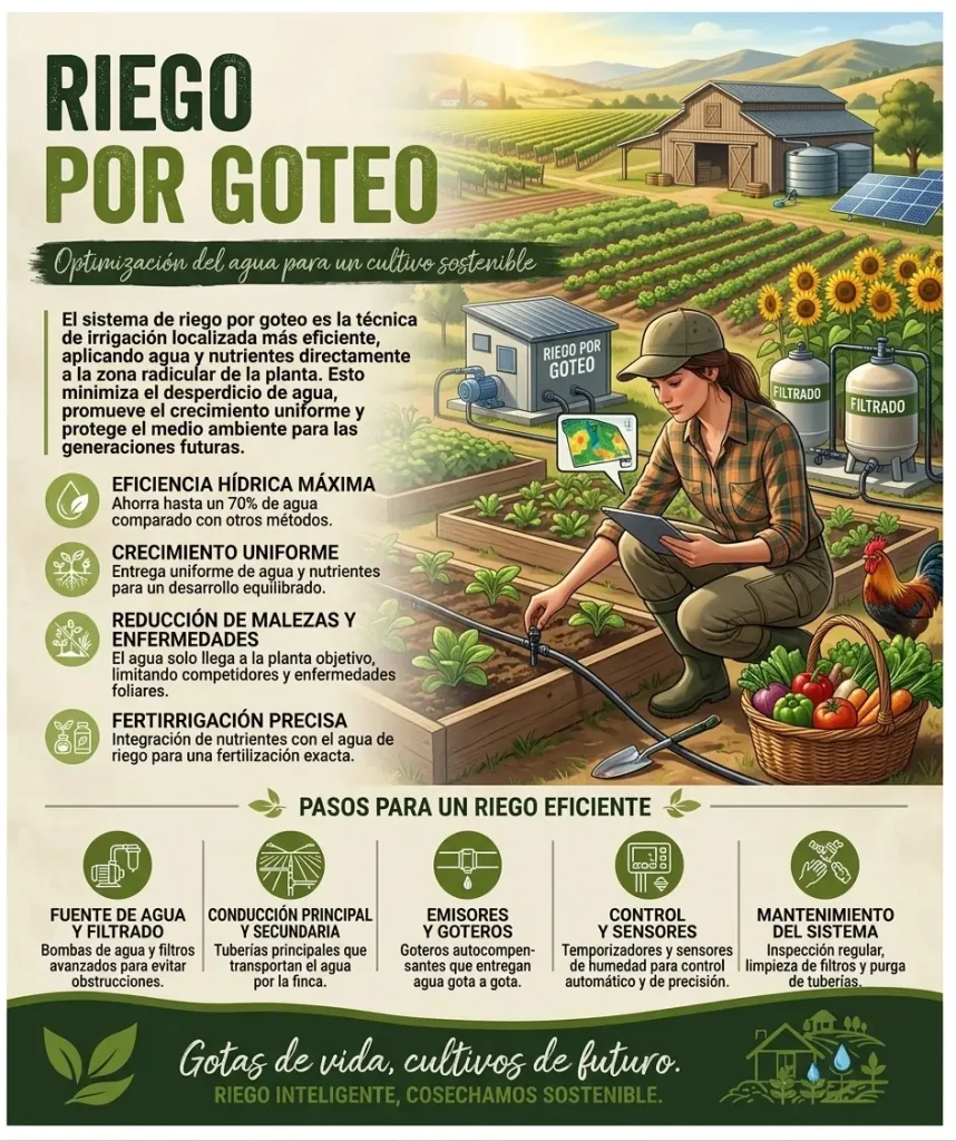 funcionamiento del riego por goteo e instalacion del sistema de riego por goteo en una parcela